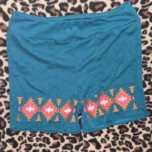 Womans Medium Western Teal Patterned Women Shorts New Never Worn But No Tags